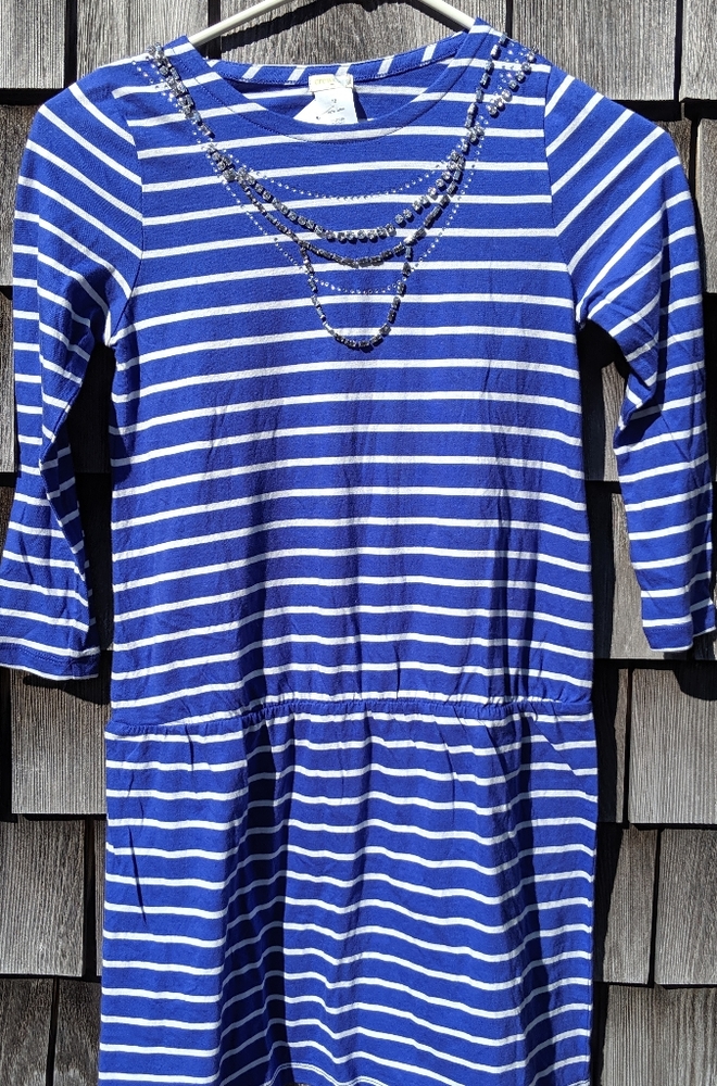 Crewcuts Girls size 12 blue and white stripe dress